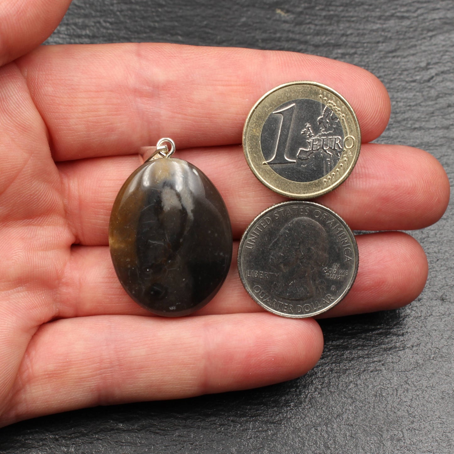 North Sea flint pendant - handmade