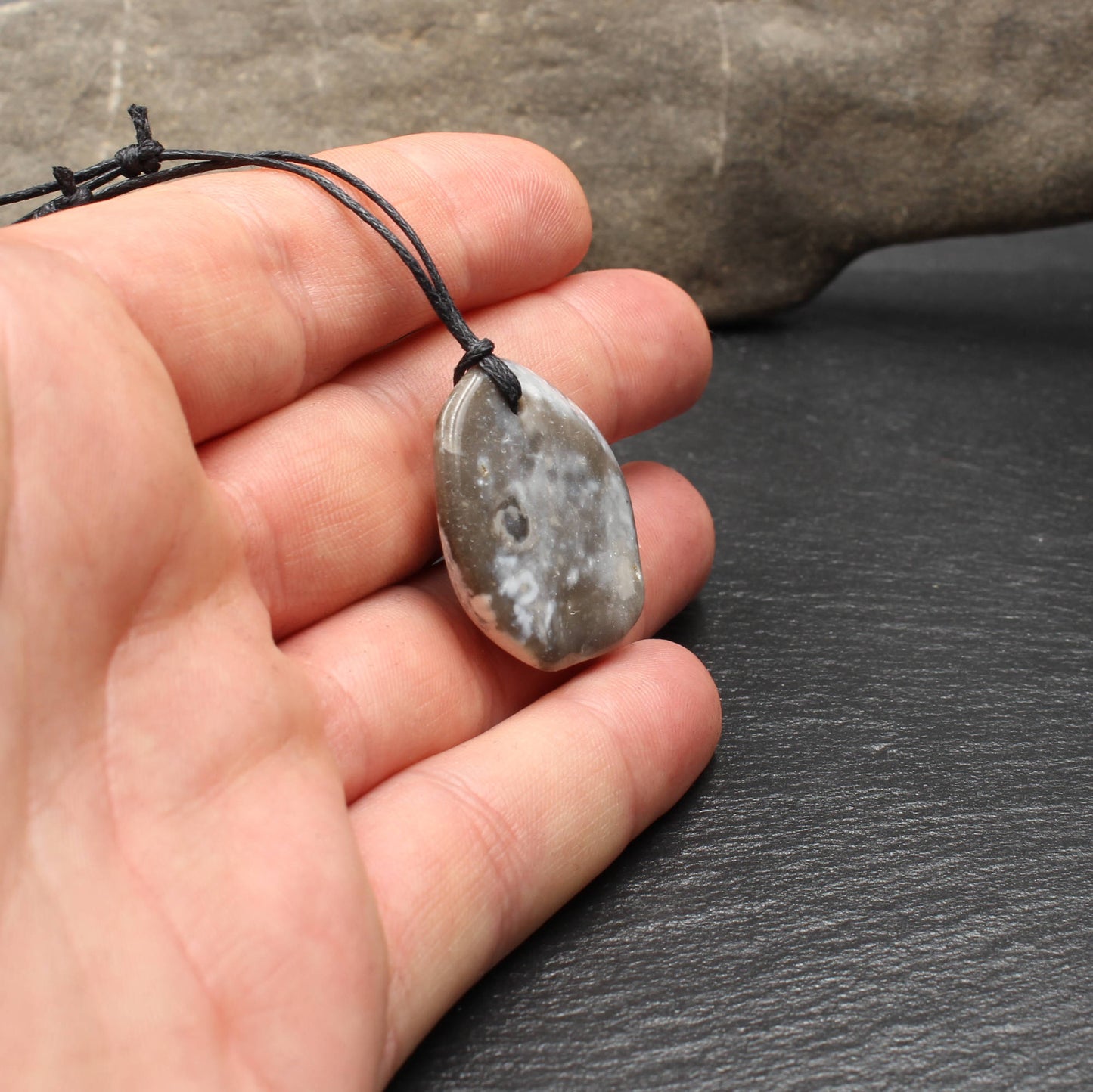 North Sea flint pendant - handmade