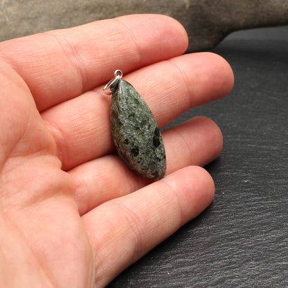 German Olivine Basalt Pendant - Handmade