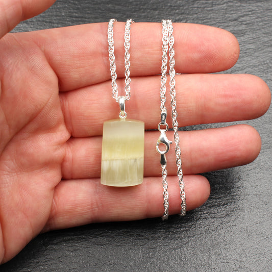 Baltic Sea jade (fibrous limestone) pendant - handmade