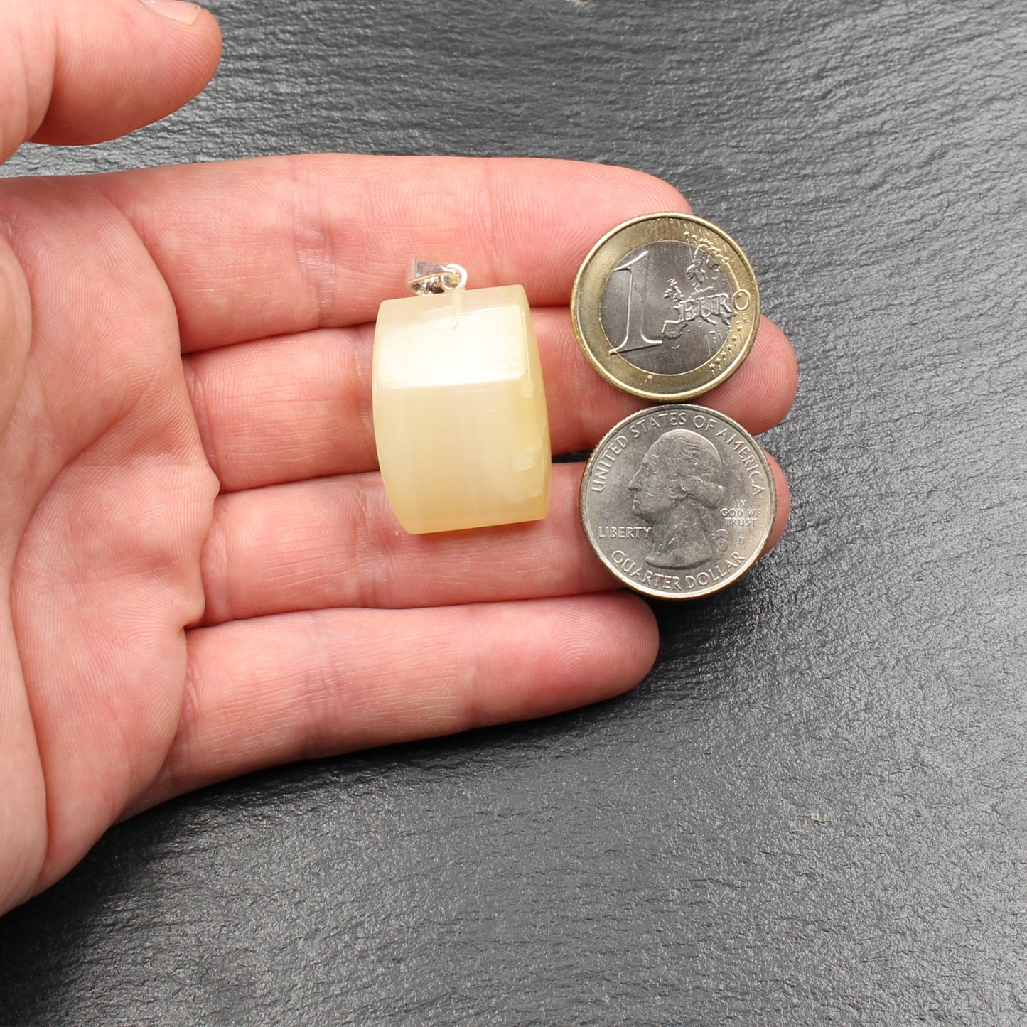 Baltic Sea jade (fibrous limestone) pendant - handmade