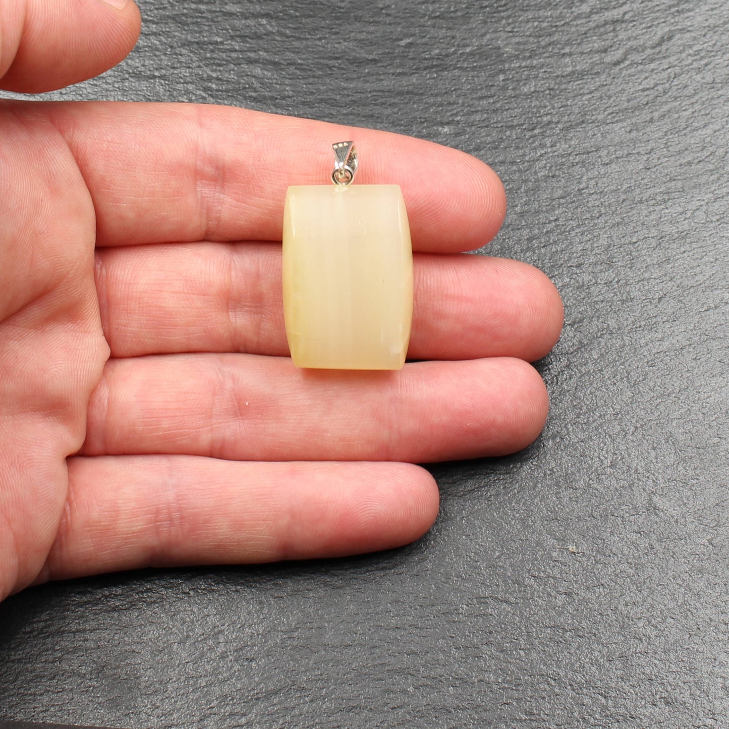 Baltic Sea jade (fibrous limestone) pendant - handmade