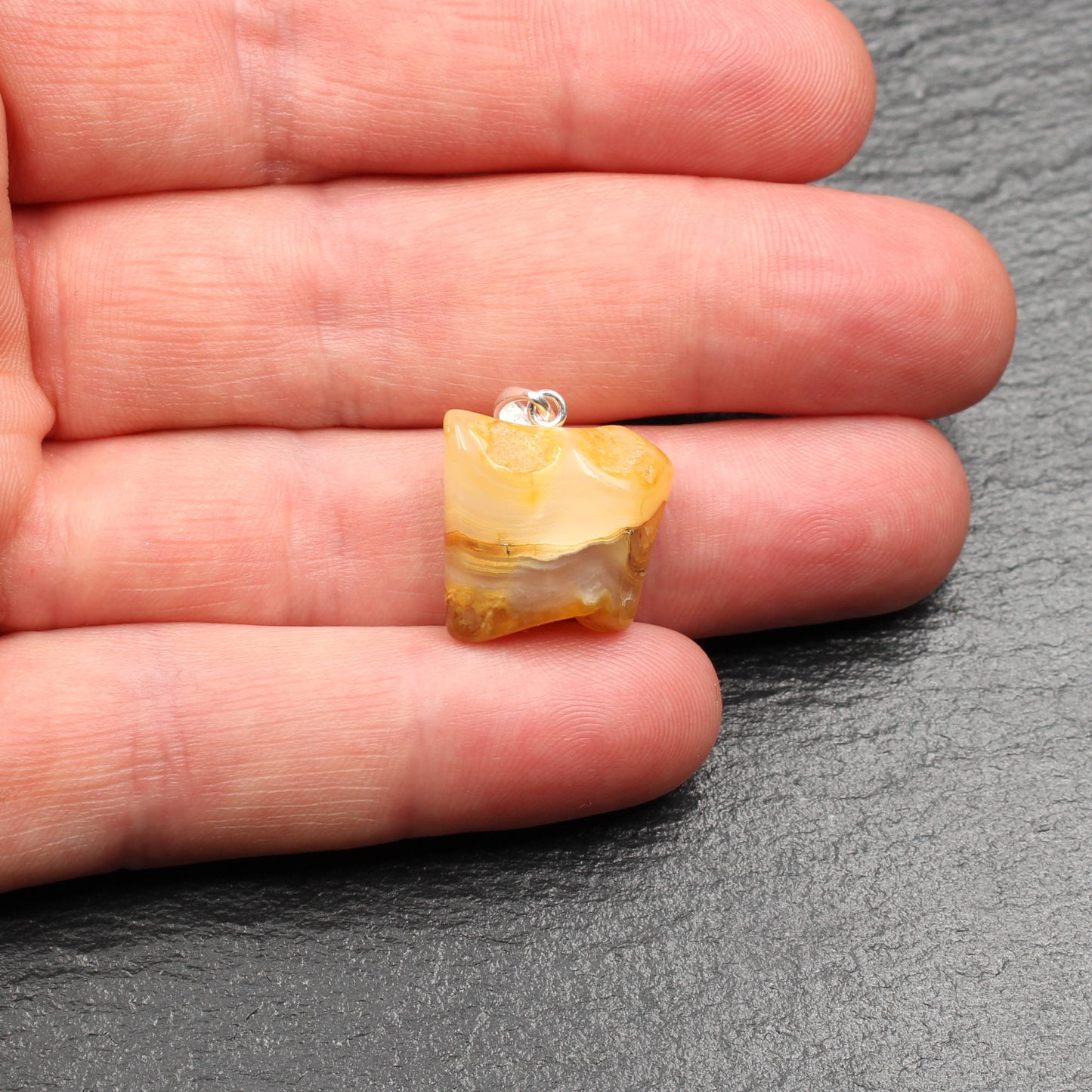 German Rhine Agate Pendant - Handmade