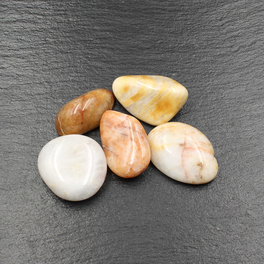 5x Rhein Quarz Trommelsteine