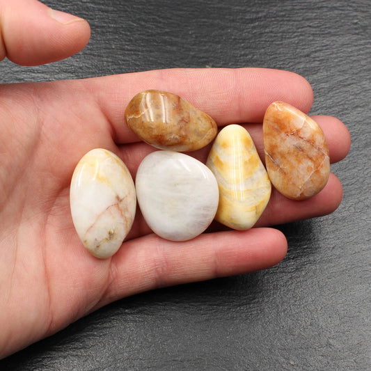 5x Rhein Quarz Trommelsteine