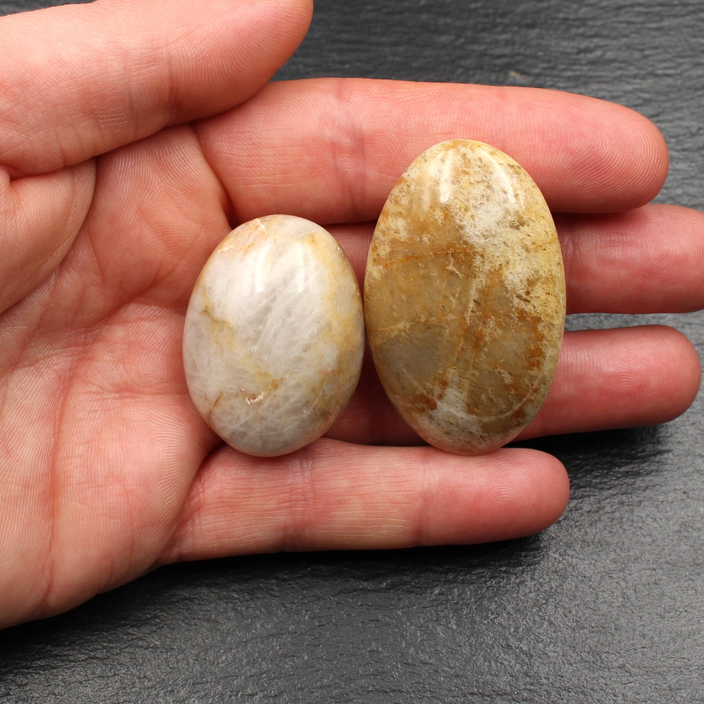 5x Große Rhein Quarz Trommelsteine - Polierte Rheinkiesel