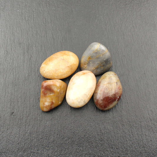 5x Rhein Quarz Trommelsteine