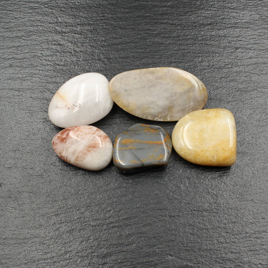 5x Rhein Quarz Trommelsteine