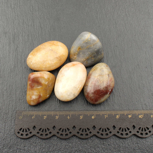 5x Rhein Quarz Trommelsteine