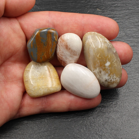 5x Rhein Quarz Trommelsteine