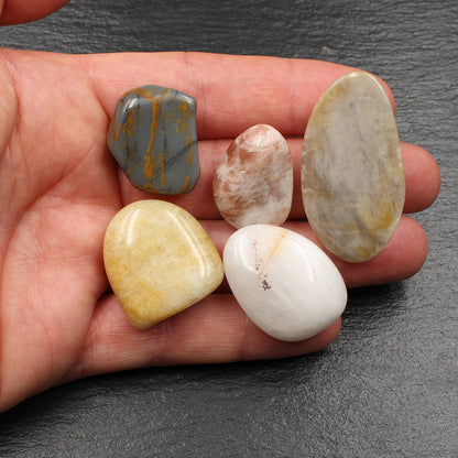 5x Rhein Quarz Trommelsteine