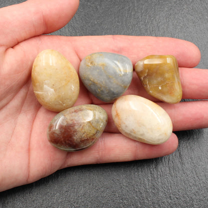 5x Rhein Quarz Trommelsteine