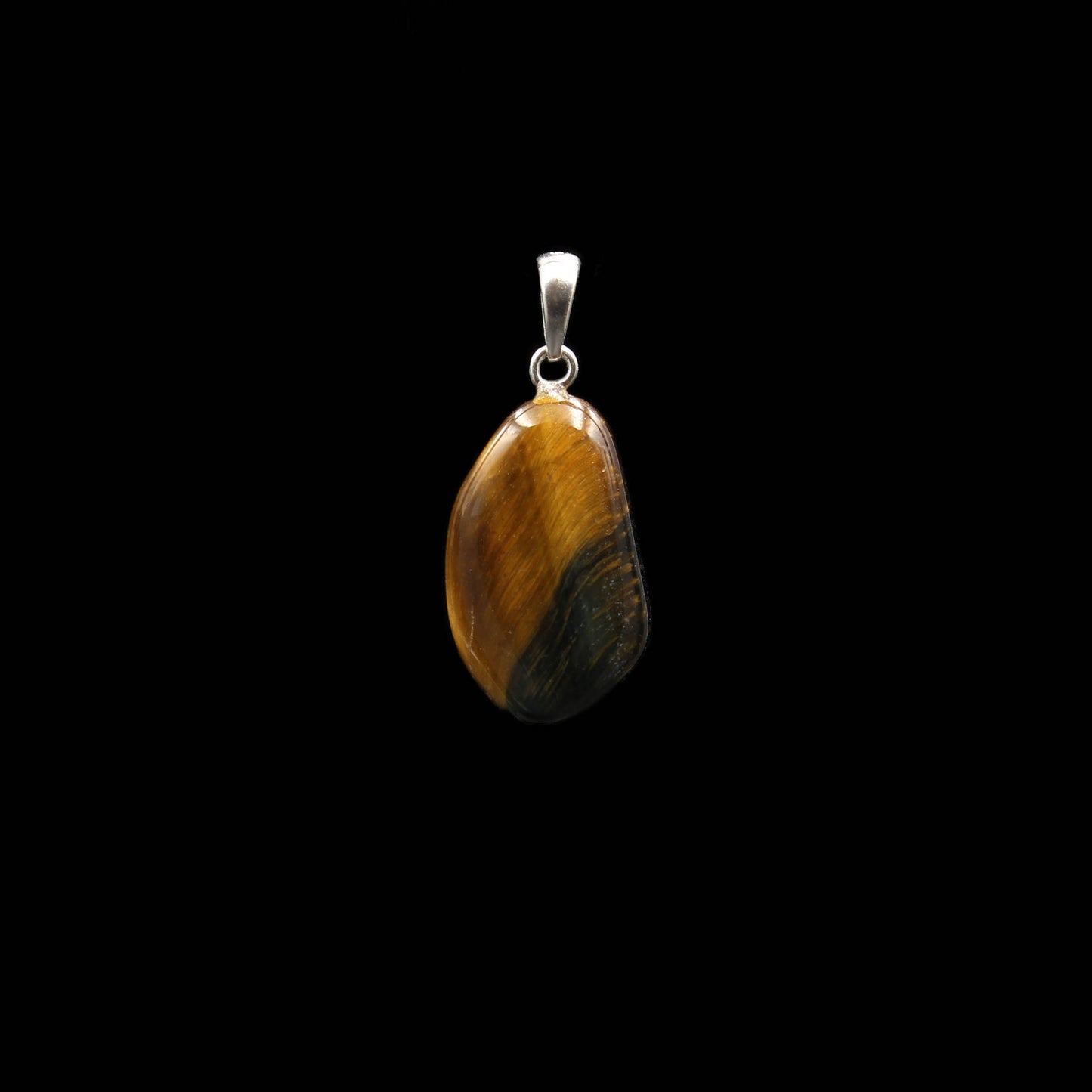 Tiger's eye / hawk's eye tumbled stone pendant