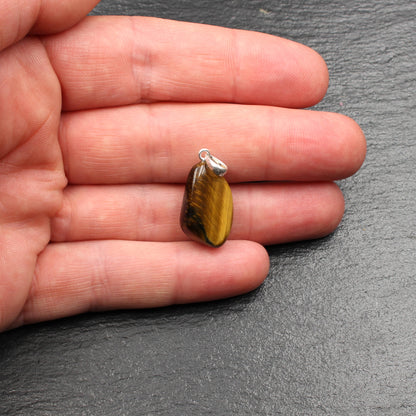 Tiger's eye / hawk's eye tumbled stone pendant