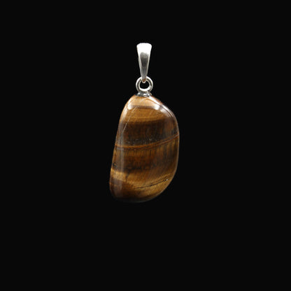Tiger's eye / hawk's eye tumbled stone pendant