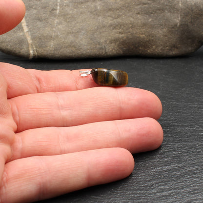 Tiger's eye / hawk's eye tumbled stone pendant