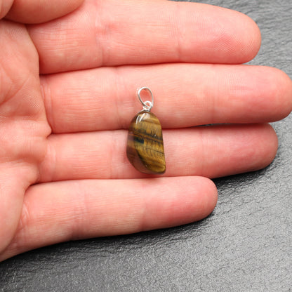 Tiger's eye / hawk's eye tumbled stone pendant