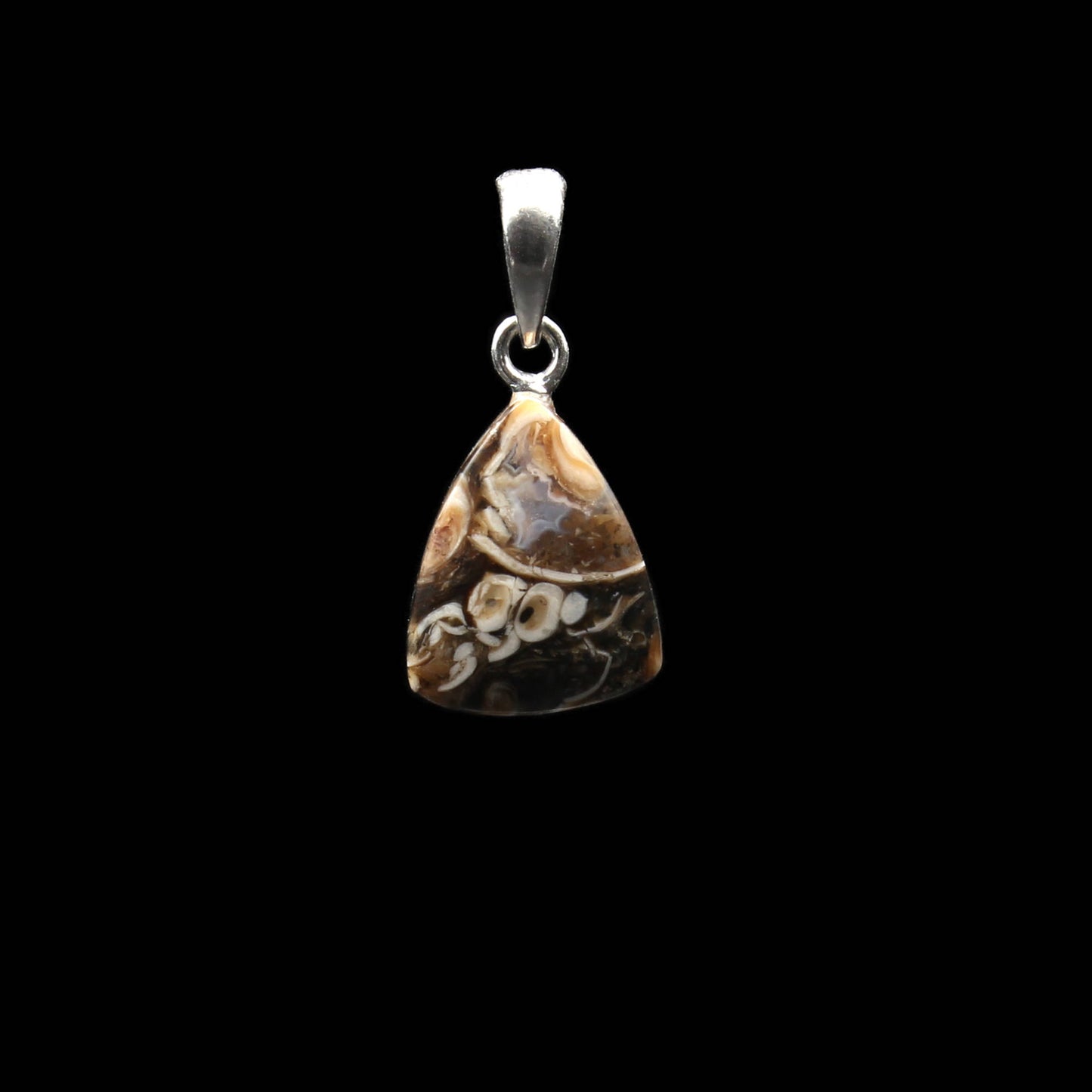 Turritella Agate Pendant - Fossil Pendant