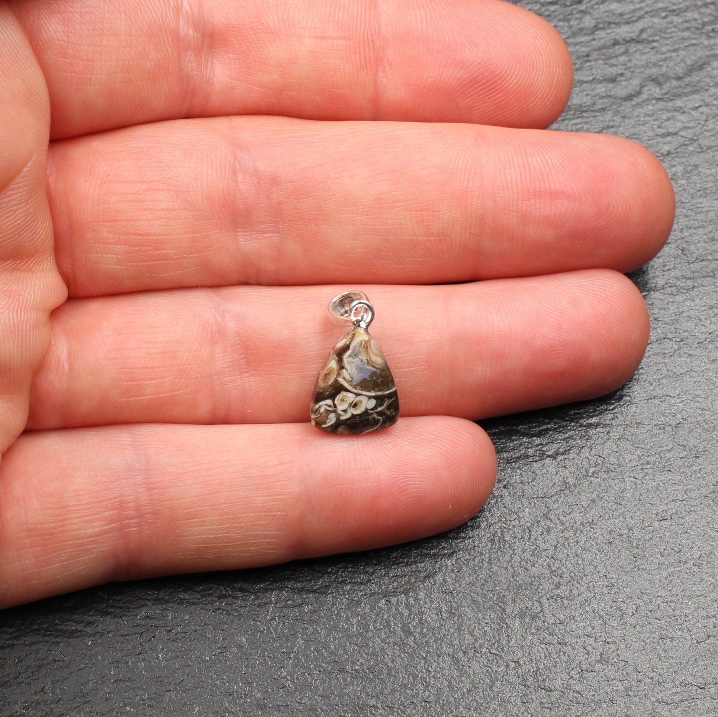Turritella Agate Pendant - Fossil Pendant