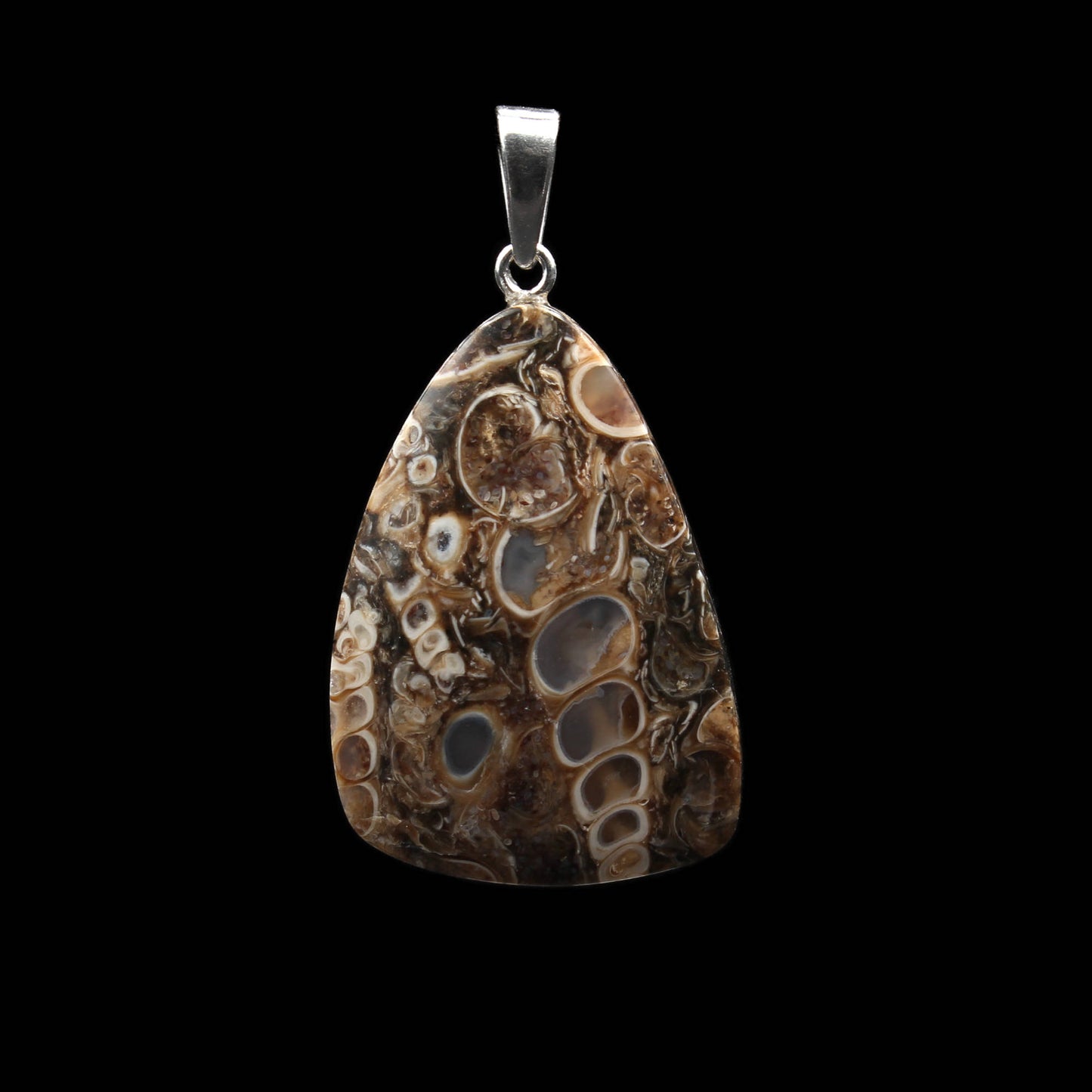 Turritella Agate Pendant - Fossil Pendant