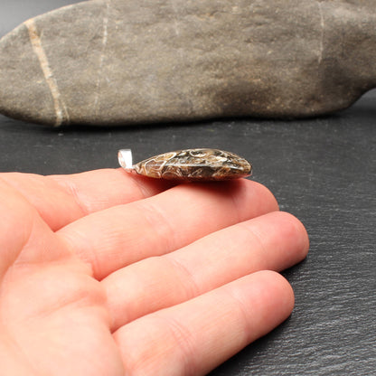 Turritella Agate Pendant - Fossil Pendant