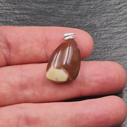 German Red Heligoland Flint Pendant - Handmade