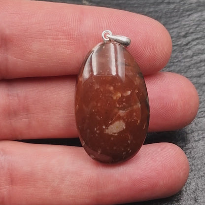 German Red Heligoland Flint Pendant - Handmade