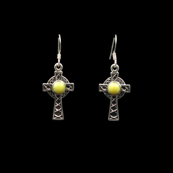 Scottish Highland Marble - Celtic Cross Earrings