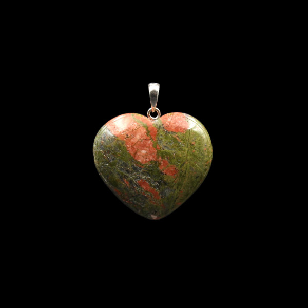 Unakite Heart Pendant - Tumbled Stone Pendant