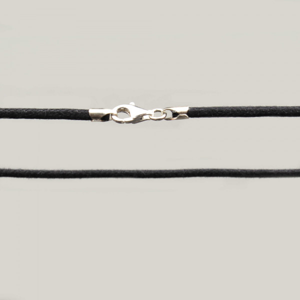 Cotton Cord With Silver Closure - Black - 2mm
