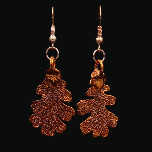 Copper Plated Oak Leaf Earrings