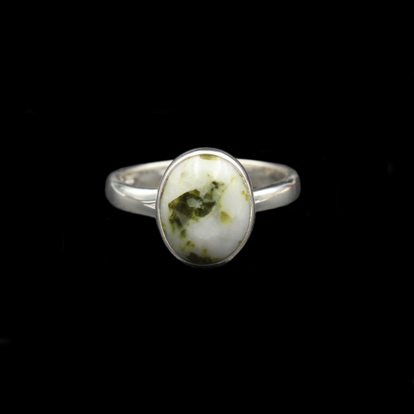 Silver Ring With Scottish Iona Marble - Adjustable