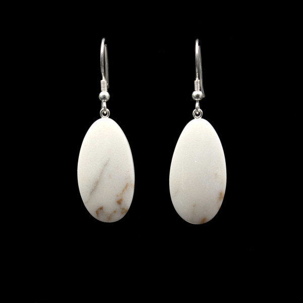 White Carrara Marble Earrings - Handmade