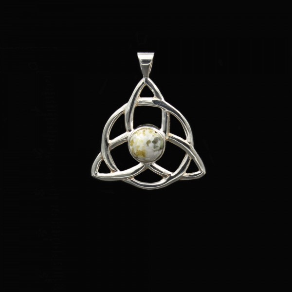Scottish Iona Marble Celtic Triquetra Silver Pendant