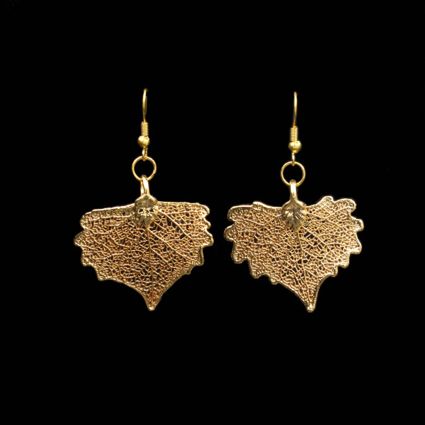 Cottonwood Leaf Earrings - Gold Plated