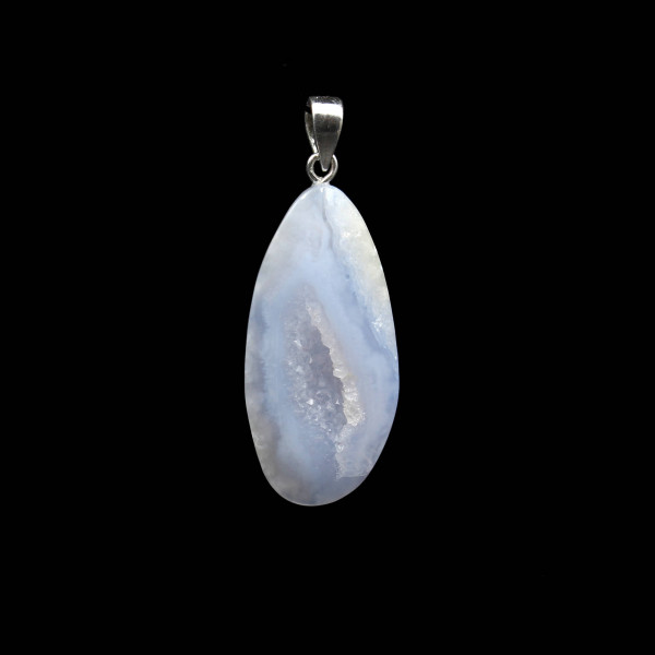 Blue Lace Agate Pendant - Handmade